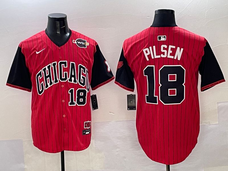 Men Chicago White Sox #18 Pilsen Red Stripe Joint Name Nike 2025 MLB Jersey style 33->arizona diamondback->MLB Jersey